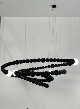 中山工厂直销黑白搭配珍珠吊饰别墅loft复式住宅旋转楼梯吊灯个性