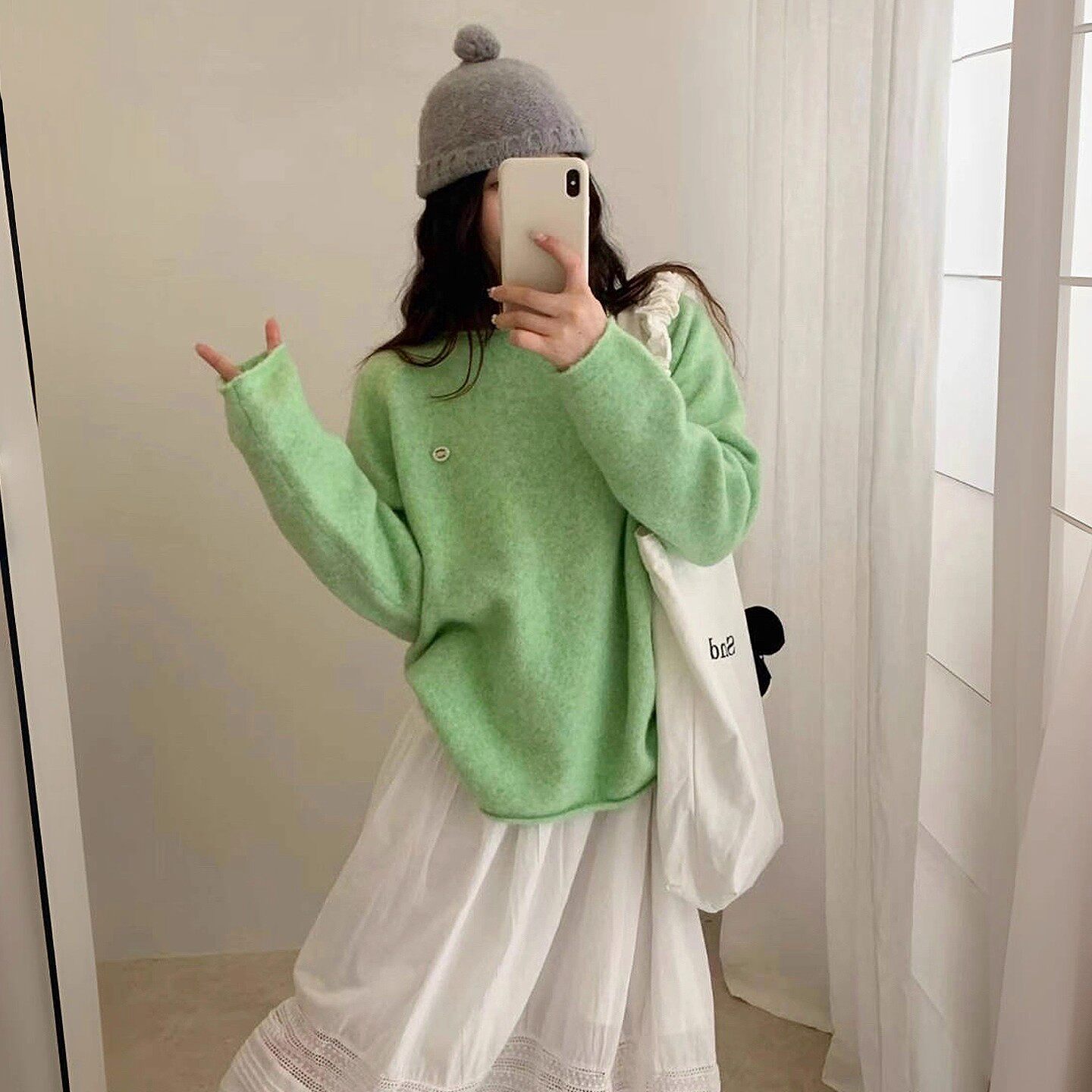 圆领含羊毛毛衣套头女外穿秋冬季2025新款韩系宽松软糯针织衫上衣