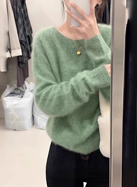 秋冬宽松百搭减龄软糯套头圆领毛衣女秋冬百搭针织上衣小个子穿搭