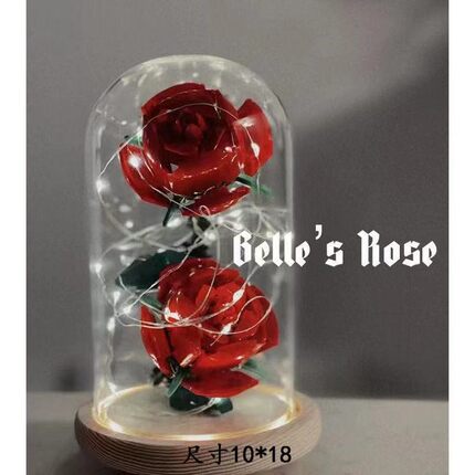 适用 Lego鲜花花束40460玫瑰花防尘玻璃罩带灯底摆件情人节送女友