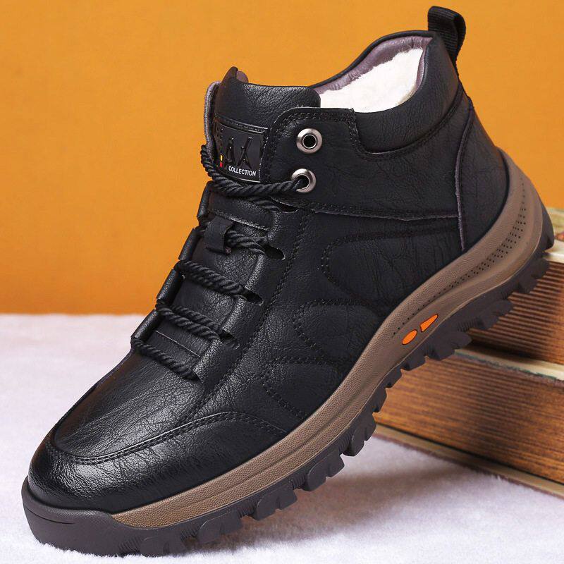 东北雪地靴男款羊皮毛一体冬季棉鞋高帮加厚保暖防水真皮马丁靴子