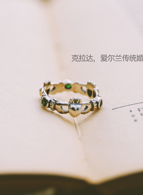 爱尔兰手工纯银复古小众设计戒指