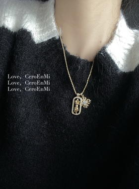 CeroEnMi  招财款金刚杵镀k金镶嵌闪钻项链