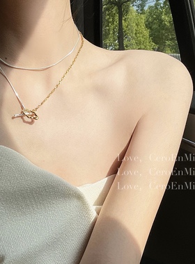 黄铜金银拼接式项链女