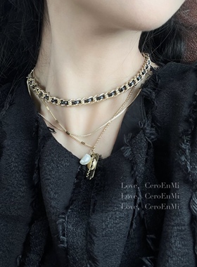 ceroenmi编织小香金属链条皮革链