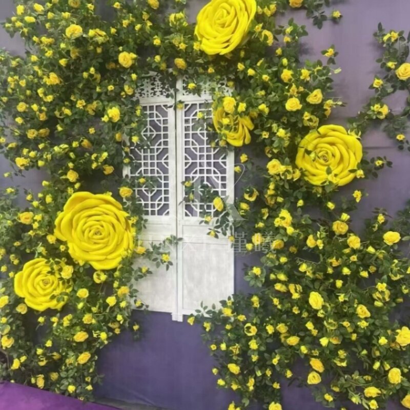 仿真玫瑰花藤网红打卡墙花材道具