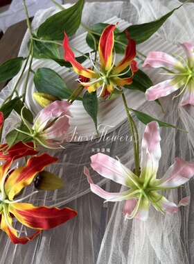 仿真花嘉兰火焰百合3头高枝花材