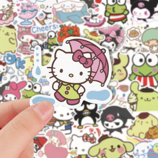 美乐蒂100张三丽鸥凯蒂猫KT电脑库洛米卡通DIY拉杆箱手帐装 饰贴画