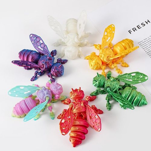 3D打印赛博朋克机械甲蜜黄蜂模型手办翅膀关节可活动摆件儿童玩具