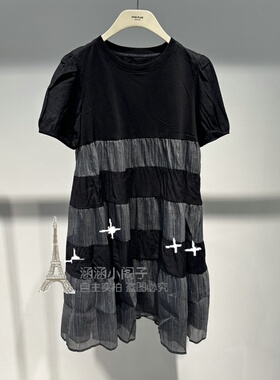 RB家2024夏新款专柜正品拼接A减龄藏肉宽松连衣裙6L22L68333-659