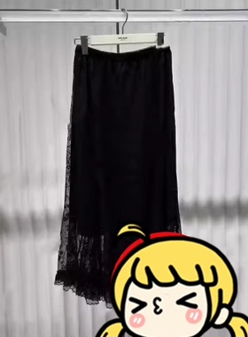 WJWG专柜正品2024秋新款黑色中裙半身裙2LA3070020-699