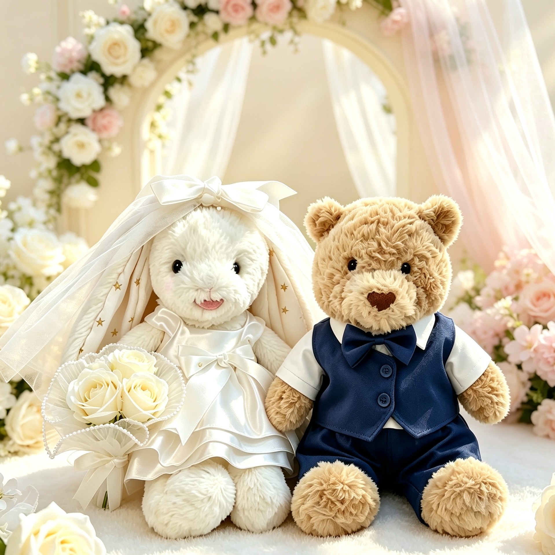 Jellycat邦尼兔巴塞罗那熊中号娃衣结婚压床娃娃衣服婚纱西装礼服图片