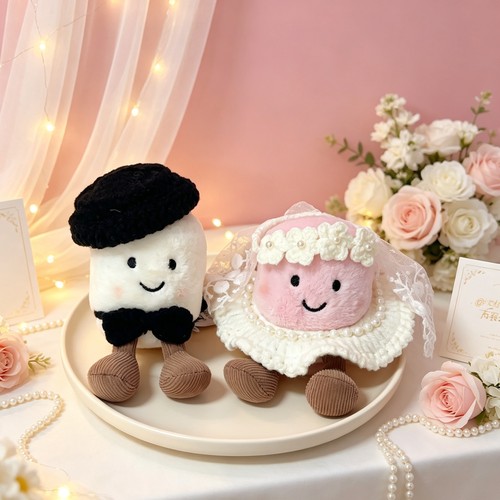 适用Jellycat花生棉花糖玩偶婚礼娃衣结婚订婚玩偶婚纱头纱套装
