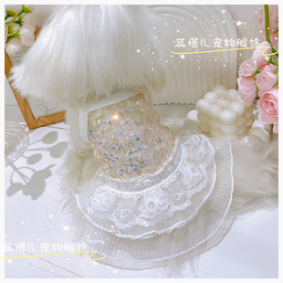 狗狗衣服马尔济斯清凉透气裙子蕾丝亮片宠物泰迪比熊小体吊带纱裙