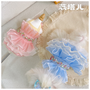 马尔济斯公主裙约克夏洛丽塔礼服裙蕾丝吊带蓬蓬裙狗狗连衣裙夏装