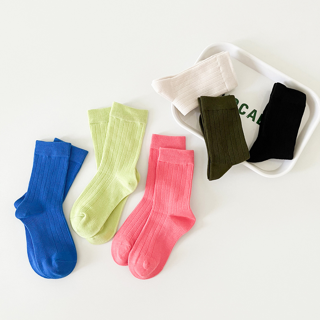 米若克儿童袜子23年秋季短袜纯色糖果提花运动袜男生女童宝宝棉袜
