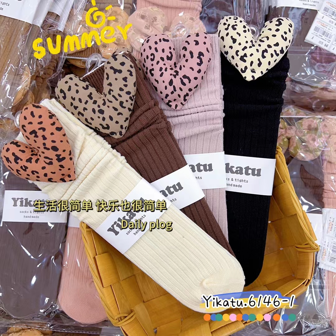 伊卡兔秋冬新款重工爱心纯色韩版公主袜女童袜直板袜堆堆袜棉袜