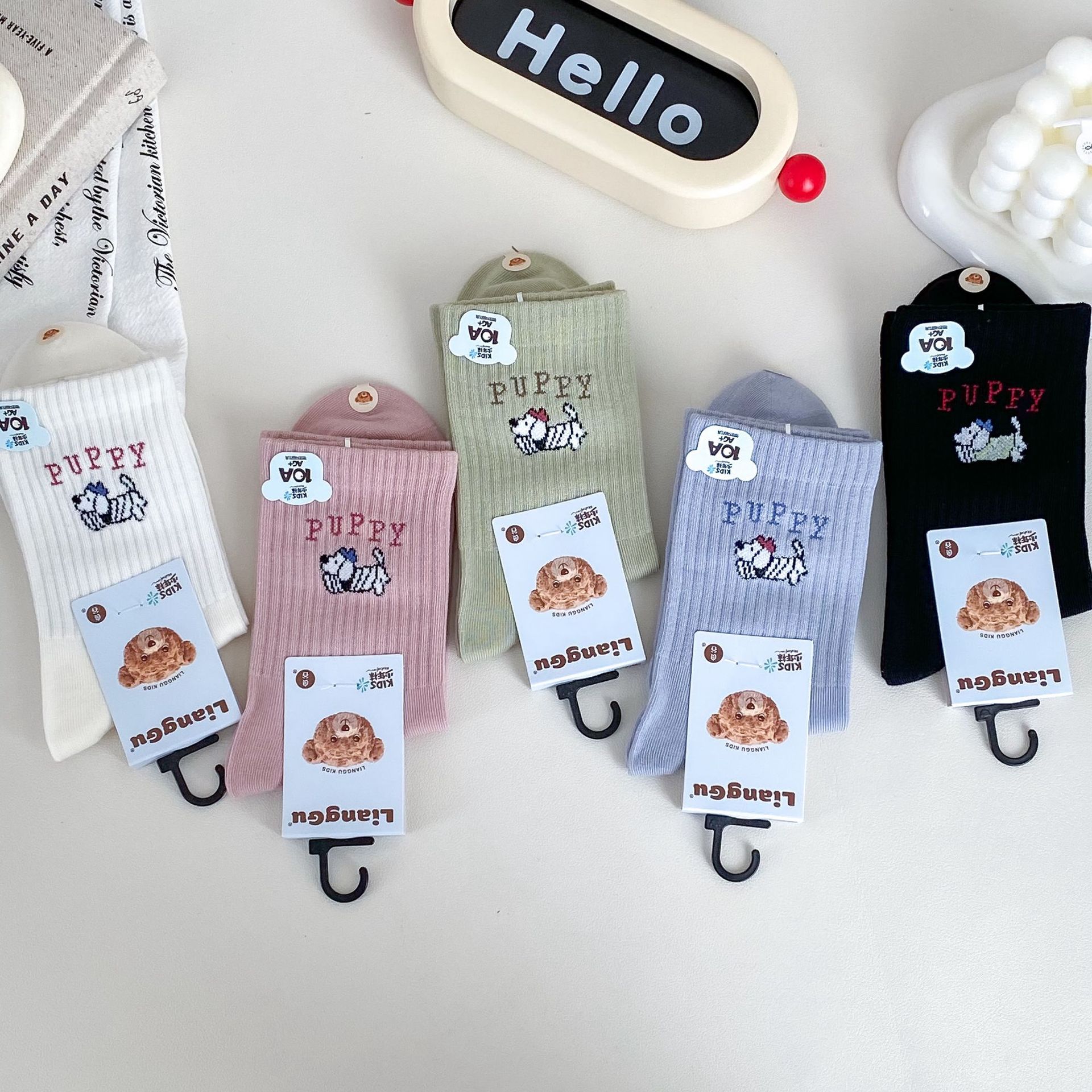 良谷童袜2025新款少年袜棉袜男孩女孩款横条字母款中筒袜棉袜