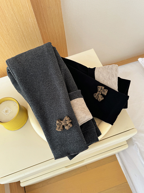 咘米儿冬季纯棉双层蚕丝裤韩版中学生校神器加厚打底童裤女