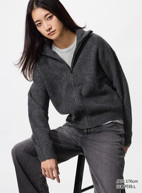 女装舒芙蕾拉链针织开衫/毛衣毛衫外套25新款480490