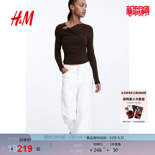 上衣1277896 垂坠细节汗布长袖 HM女装 冬季