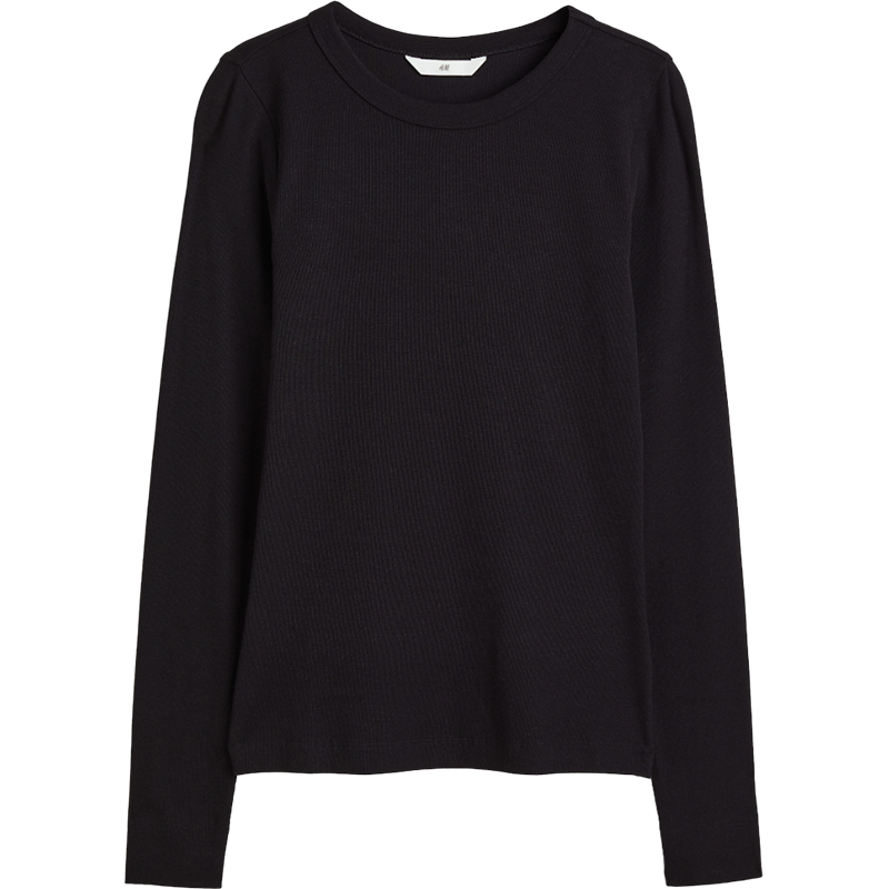 HM女装T恤秋季莫代尔混纺修身显瘦打底衫圆领长袖内搭上衣0999727