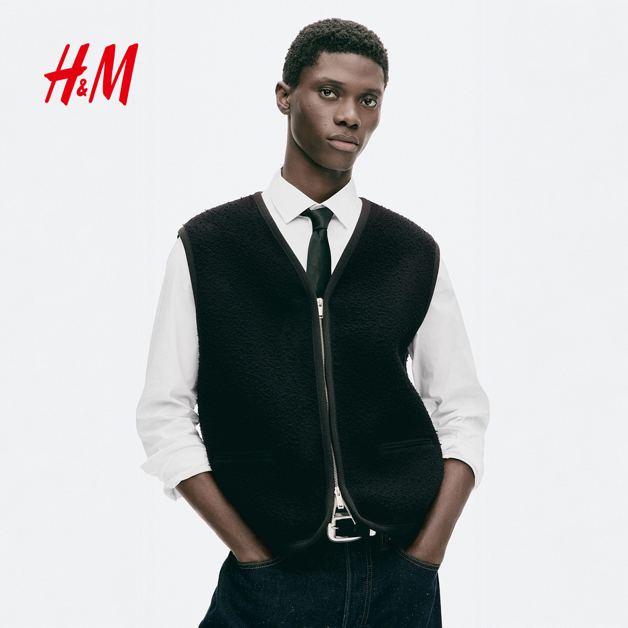 【Atelier】HM男装常规马甲2026秋季新款羊毛混纺背心上衣1348544