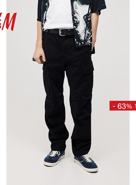 HM男装女装休闲裤冬季舒适斜纹棉布美式潮流工装裤1191680