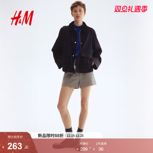 慵懒风巴恩风户外工装 HM女装 法式 新款 夹克1288081 短外套2025冬季