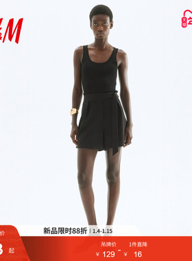 HM休闲裤春季时尚女装配腰带短裤1292911