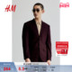商务单排扣合身红色西装 HM男装 西服冬季 伴郎服0713986