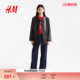 盘扣宽松圆领落肩时尚 HM女装 新中式 新款 外套1328952 皮衣2026春季