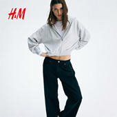 拉链连帽衫 HM女装 1330087 运动宽松短款 轻便长袖 卫衣2026春季 新款