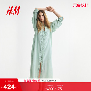 HM2026季新款女装蕾丝装饰棉质连衣裙1332593