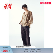 礼服时尚 HM女装 莱赛尔混纺长袖 春季 休闲衬衣1275826 衬衫