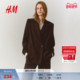 冬季 HM女装 西装 通勤质感学院风双排扣平驳领宽松西服外套1232584