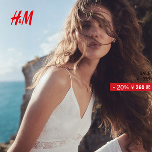 女装 时尚 蕾丝镶嵌棉质连衣裙1281953 新款 HM连衣裙2025年夏季