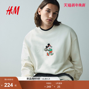 女装 HM男装 卫衣25新款 米奇印花套衫 1218803 打底衫 迪士尼系列
