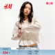 蕾丝白气质时尚 HM女装 新款 2026春季 通勤褶棉质上衣1324578 衬衫