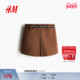 HM2026春季 1325128 配腰带斜纹布短裙裤 新款 女装