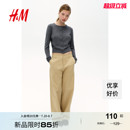 毛针织衫 休闲宽松圆领miu系开衫 HM女装 秋季 1226261 打底衫 短开衫