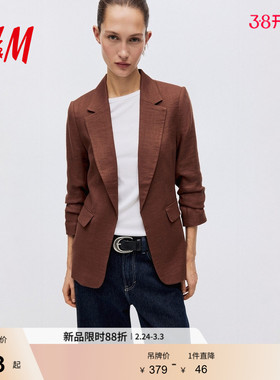 HM女装西装2026春季新款智序美学穿搭褶袖气质西装外套1124589