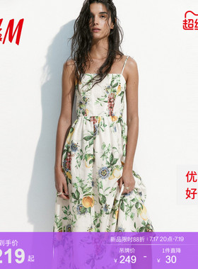 HM女装连衣裙2026夏季新款碎花吊带浪漫度假时尚连衣裙1217048