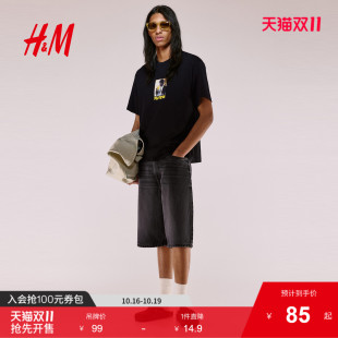HM男装 女装 T恤夏季 电影印花情侣短袖 Fiction 新款 1268967 Pulp