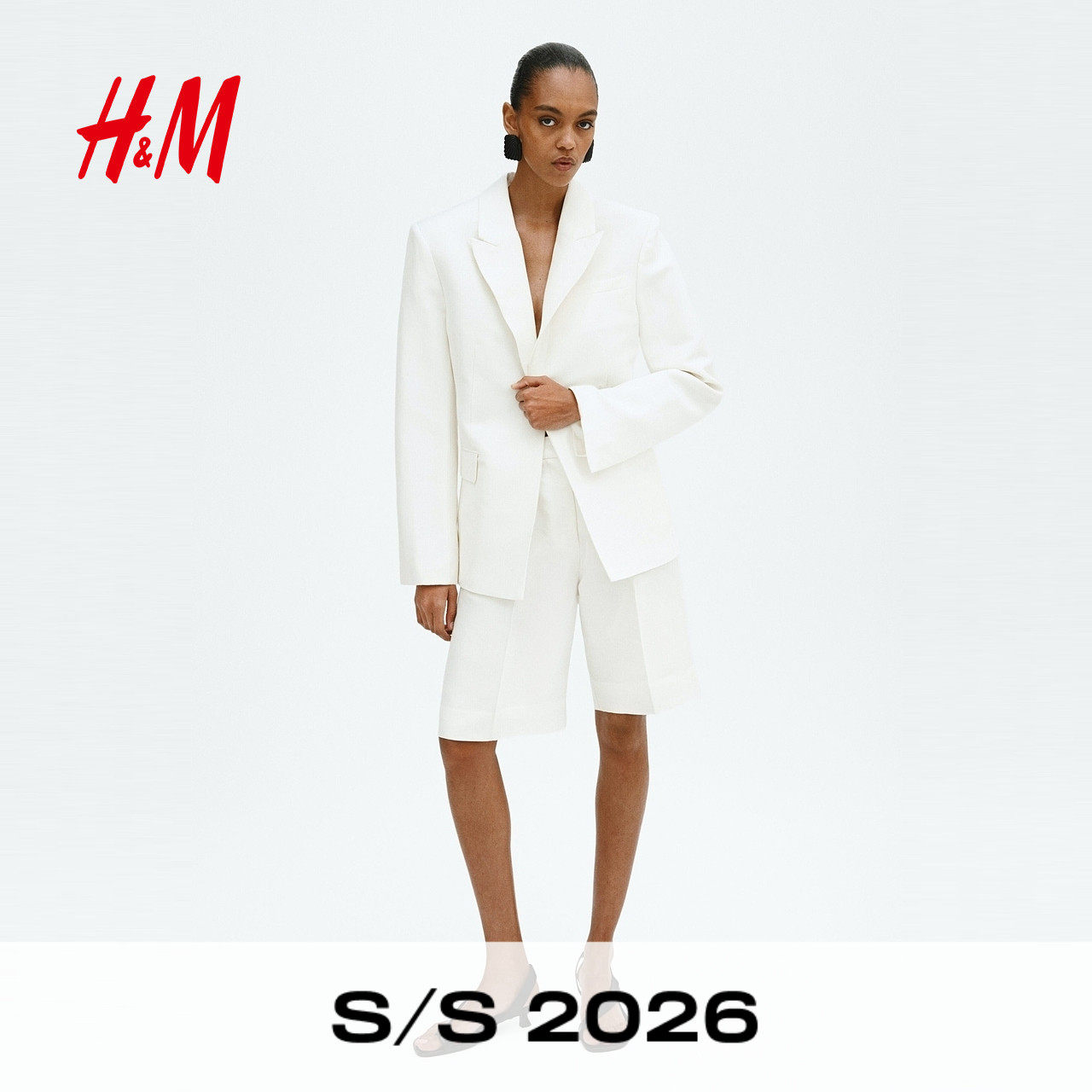 HM2026春季新款女装亚麻混纺百慕大短裤1334014