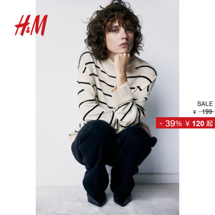 休闲休闲细密针织高领套衫 时尚 1257636 女装 HM秋季