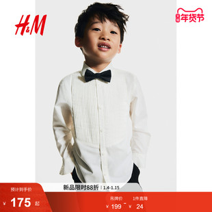 HM童装儿童男童衬衫春季带领结礼服演出服正装衬衣上衣1175634