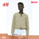 休闲长袖 时尚 棉质绗缝拉链夹克1264166 短外套春季 HM女装