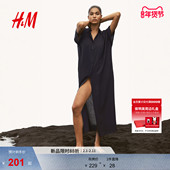 HM女装 裙1272275 式 连衣裙春季 度假风沙滩卡夫坦翻领衬衫