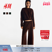 套装 2件式 冬季 HM女装 加绒套头圆领卫衣运动慢跑裤 1301759